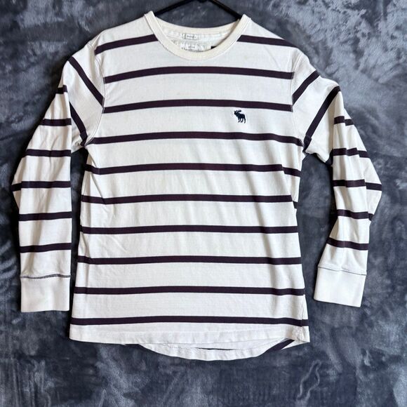 Vintage Y2K Abercrombie & Fitch Long Sleeve Muscle T-Shirt Striped Size X-Large - Picture 1 of 7
